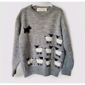 Scotland Wool Sweater Youth 3 Pullover Over The Top With Sheep & Scottie Dog